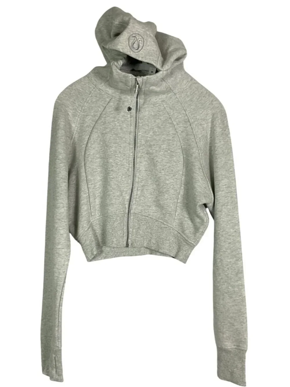 lululemon Scuba Full Zip Cropped Hoodie Heathered Core Ultra Light Grey Size 8